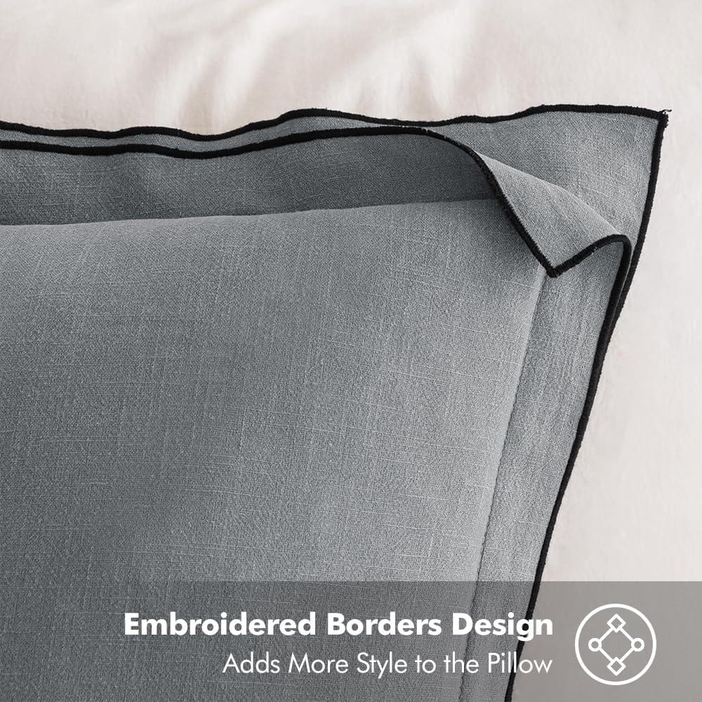 imageMIULEE Linen Throw Pillow Covers 2 Piece 20x20 Inch Blue Boho Euro Pillowcases for Bed to Infuse Elegance Ideal for Sofa Couch Cushion in Home Decor UpgradeLight Grey