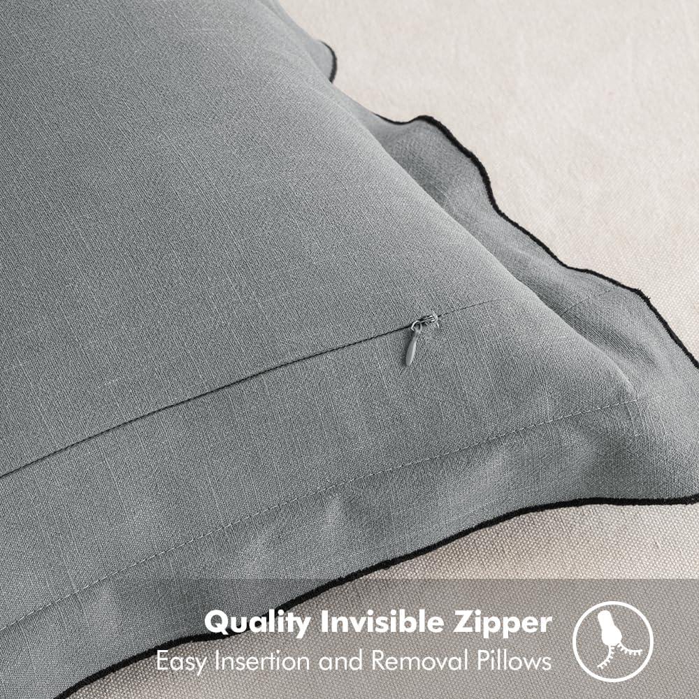 imageMIULEE Linen Throw Pillow Covers 2 Piece 20x20 Inch Blue Boho Euro Pillowcases for Bed to Infuse Elegance Ideal for Sofa Couch Cushion in Home Decor UpgradeLight Grey
