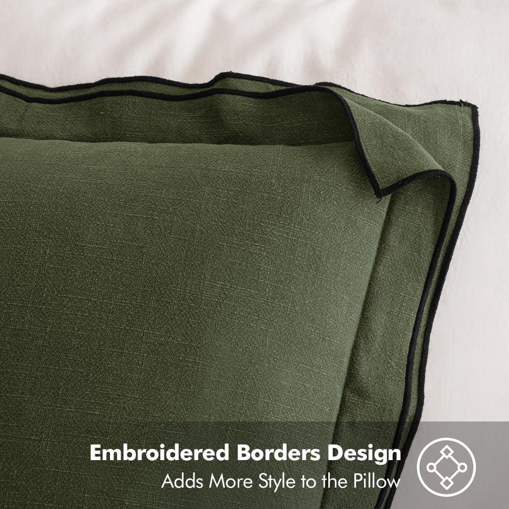 imageMIULEE Linen Throw Pillow Covers 2 Piece 20x20 Inch Blue Boho Euro Pillowcases for Bed to Infuse Elegance Ideal for Sofa Couch Cushion in Home Decor UpgradeDark Olive Green