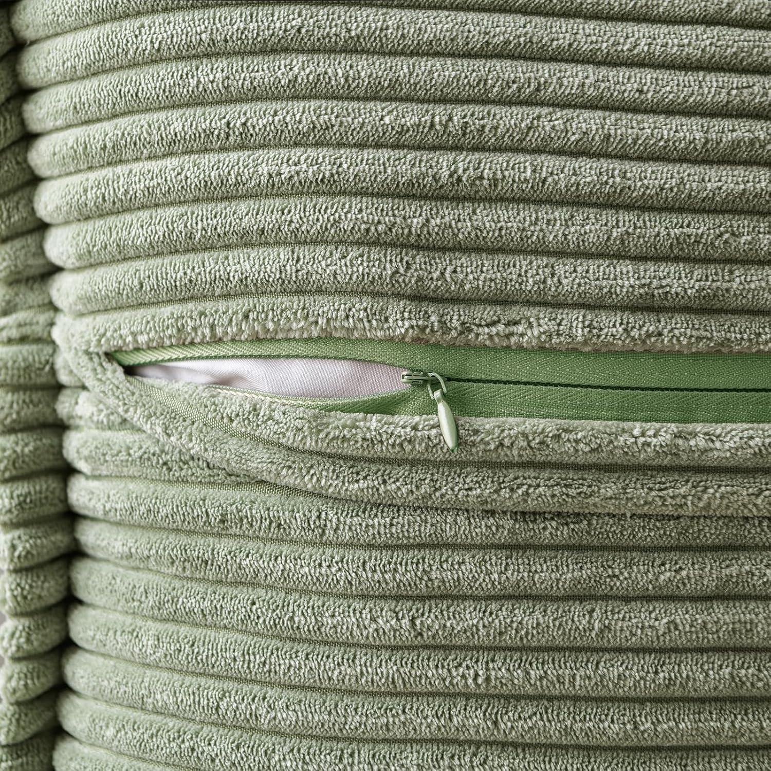 imageMIULEE Orange Fall Corduroy Decorative Euro Sham Pillow Covers 24x24 Inch with Splicing Set of 2 Soft Boho Pillow Covers Broadside Textured Summer Pillowcases for Couch Bed LivingroomLight Olive Green