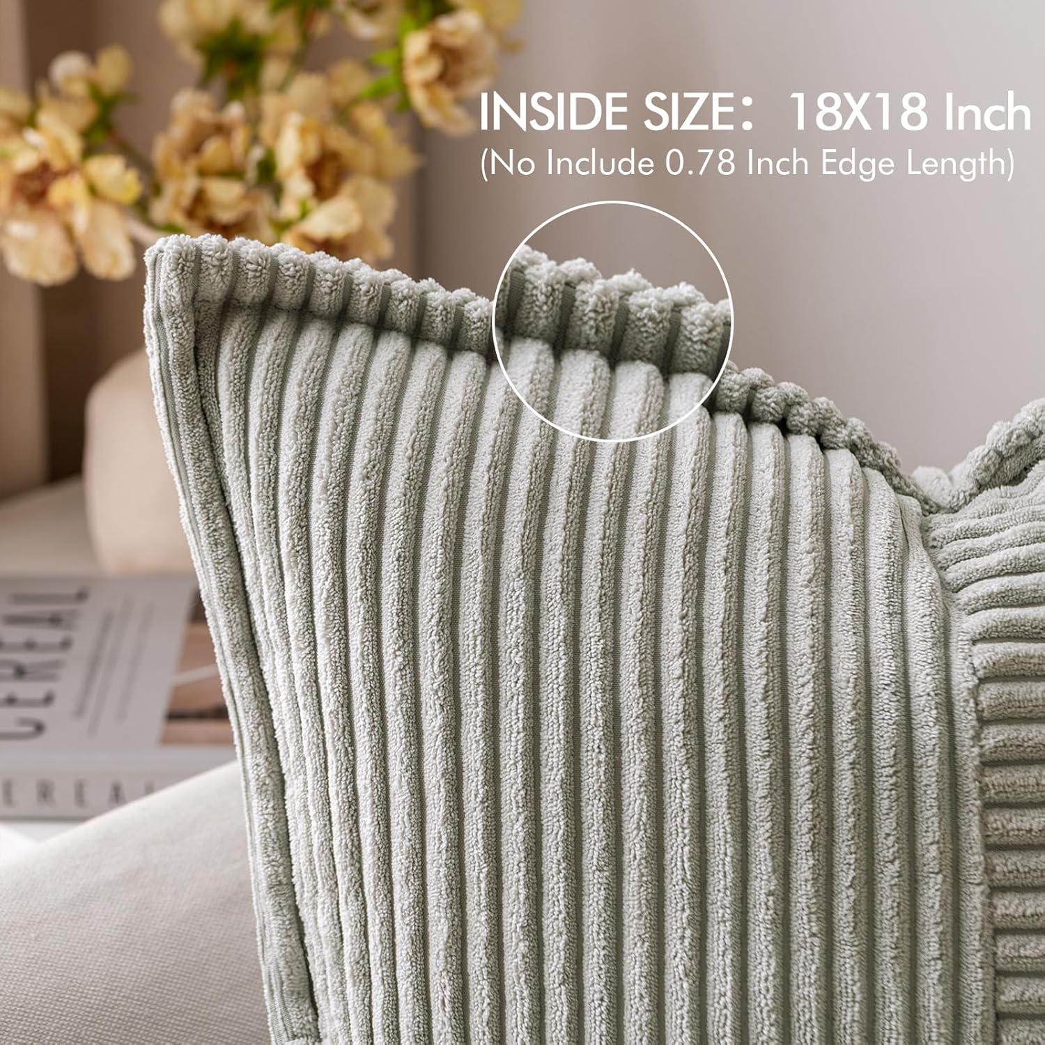 imageMIULEE Orange Fall Corduroy Decorative Euro Sham Pillow Covers 24x24 Inch with Splicing Set of 2 Soft Boho Pillow Covers Broadside Textured Summer Pillowcases for Couch Bed LivingroomLight Grey