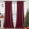 MIULEE Christmas Hunter Green Back Tab Blackout Curtains 84 Inch Length 2 Panels Set for Living Room Bedroom, Rod Pocket/Pinch Pleat Thermal Insulated Room Darkening Pleated Light Blocking Drapes(Wine Red)