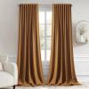 MIULEE Christmas Hunter Green Back Tab Blackout Curtains 84 Inch Length 2 Panels Set for Living Room Bedroom, Rod Pocket/Pinch Pleat Thermal Insulated Room Darkening Pleated Light Blocking Drapes(Golden Brown)