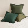 MIULEE Linen Throw Pillow Covers, 2 Piece 20×20 Inch Blue, Boho Euro Pillowcases for Bed to Infuse Elegance, Ideal for Sofa Couch Cushion in Home Decor Upgrade(Dark Olive Green)