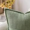 MIULEE Orange Fall Corduroy Decorative Euro Sham Pillow Covers 24×24 Inch with Splicing Set of 2 Soft Boho Pillow Covers Broadside Textured Summer Pillowcases for Couch Bed Livingroom(Light Olive Green)
