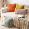 MIULEE Orange Fall Corduroy Decorative Euro Sham Pillow Covers 24×24 Inch with Splicing Set of 2 Soft Boho Pillow Covers Broadside Textured Summer Pillowcases for Couch Bed Livingroom(Blush Pink)