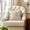 MIULEE Orange Fall Corduroy Decorative Euro Sham Pillow Covers 24×24 Inch with Splicing Set of 2 Soft Boho Pillow Covers Broadside Textured Summer Pillowcases for Couch Bed Livingroom(Beige)
