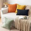 MIULEE Orange Fall Corduroy Decorative Euro Sham Pillow Covers 24×24 Inch with Splicing Set of 2 Soft Boho Pillow Covers Broadside Textured Summer Pillowcases for Couch Bed Livingroom(Black)
