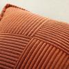 MIULEE Orange Fall Corduroy Decorative Euro Sham Pillow Covers 24×24 Inch with Splicing Set of 2 Soft Boho Pillow Covers Broadside Textured Summer Pillowcases for Couch Bed Livingroom(Dark Rust)