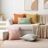 MIULEE Orange Fall Corduroy Decorative Euro Sham Pillow Covers 24×24 Inch with Splicing Set of 2 Soft Boho Pillow Covers Broadside Textured Summer Pillowcases for Couch Bed Livingroom(Gold)