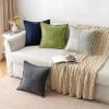MIULEE Orange Fall Corduroy Decorative Euro Sham Pillow Covers 24×24 Inch with Splicing Set of 2 Soft Boho Pillow Covers Broadside Textured Summer Pillowcases for Couch Bed Livingroom(Green)