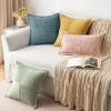 MIULEE Orange Fall Corduroy Decorative Euro Sham Pillow Covers 24×24 Inch with Splicing Set of 2 Soft Boho Pillow Covers Broadside Textured Summer Pillowcases for Couch Bed Livingroom(Dusty Blue)