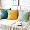 MIULEE Orange Fall Corduroy Decorative Euro Sham Pillow Covers 24×24 Inch with Splicing Set of 2 Soft Boho Pillow Covers Broadside Textured Summer Pillowcases for Couch Bed Livingroom(Light Green)