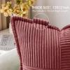 MIULEE Orange Fall Corduroy Decorative Euro Sham Pillow Covers 24×24 Inch with Splicing Set of 2 Soft Boho Pillow Covers Broadside Textured Summer Pillowcases for Couch Bed Livingroom(Cranberry Red)