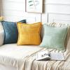 MIULEE Orange Fall Corduroy Decorative Euro Sham Pillow Covers 24×24 Inch with Splicing Set of 2 Soft Boho Pillow Covers Broadside Textured Summer Pillowcases for Couch Bed Livingroom(Mint Green)