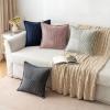 MIULEE Orange Fall Corduroy Decorative Euro Sham Pillow Covers 24×24 Inch with Splicing Set of 2 Soft Boho Pillow Covers Broadside Textured Summer Pillowcases for Couch Bed Livingroom(Blush Pink)