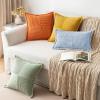 MIULEE Orange Fall Corduroy Decorative Euro Sham Pillow Covers 24×24 Inch with Splicing Set of 2 Soft Boho Pillow Covers Broadside Textured Summer Pillowcases for Couch Bed Livingroom(Lightblue)