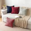 MIULEE Orange Fall Corduroy Decorative Euro Sham Pillow Covers 24×24 Inch with Splicing Set of 2 Soft Boho Pillow Covers Broadside Textured Summer Pillowcases for Couch Bed Livingroom(Cranberry Red)