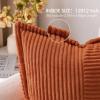 MIULEE Orange Fall Corduroy Decorative Euro Sham Pillow Covers 24×24 Inch with Splicing Set of 2 Soft Boho Pillow Covers Broadside Textured Summer Pillowcases for Couch Bed Livingroom(Rust)