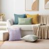 MIULEE Orange Fall Corduroy Decorative Euro Sham Pillow Covers 24×24 Inch with Splicing Set of 2 Soft Boho Pillow Covers Broadside Textured Summer Pillowcases for Couch Bed Livingroom(Purple)