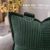 MIULEE Orange Fall Corduroy Decorative Euro Sham Pillow Covers 24×24 Inch with Splicing Set of 2 Soft Boho Pillow Covers Broadside Textured Summer Pillowcases for Couch Bed Livingroom(Dark Green)