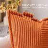 MIULEE Orange Fall Corduroy Decorative Euro Sham Pillow Covers 24×24 Inch with Splicing Set of 2 Soft Boho Pillow Covers Broadside Textured Summer Pillowcases for Couch Bed Livingroom(Orange)