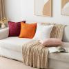MIULEE Orange Fall Corduroy Decorative Euro Sham Pillow Covers 24×24 Inch with Splicing Set of 2 Soft Boho Pillow Covers Broadside Textured Summer Pillowcases for Couch Bed Livingroom(White)