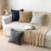MIULEE Orange Fall Corduroy Decorative Euro Sham Pillow Covers 24×24 Inch with Splicing Set of 2 Soft Boho Pillow Covers Broadside Textured Summer Pillowcases for Couch Bed Livingroom(Khaki)