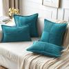 MIULEE Orange Fall Corduroy Decorative Euro Sham Pillow Covers 24×24 Inch with Splicing Set of 2 Soft Boho Pillow Covers Broadside Textured Summer Pillowcases for Couch Bed Livingroom(Teal Blue)