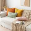 MIULEE Orange Fall Corduroy Decorative Euro Sham Pillow Covers 24×24 Inch with Splicing Set of 2 Soft Boho Pillow Covers Broadside Textured Summer Pillowcases for Couch Bed Livingroom(Burnt Orange)