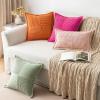 MIULEE Orange Fall Corduroy Decorative Euro Sham Pillow Covers 24×24 Inch with Splicing Set of 2 Soft Boho Pillow Covers Broadside Textured Summer Pillowcases for Couch Bed Livingroom(Hot Pink)