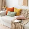 MIULEE Orange Fall Corduroy Decorative Euro Sham Pillow Covers 24×24 Inch with Splicing Set of 2 Soft Boho Pillow Covers Broadside Textured Summer Pillowcases for Couch Bed Livingroom(Orange)