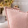 MIULEE Orange Fall Corduroy Decorative Euro Sham Pillow Covers 24×24 Inch with Splicing Set of 2 Soft Boho Pillow Covers Broadside Textured Summer Pillowcases for Couch Bed Livingroom(Pink)