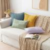 MIULEE Orange Fall Corduroy Decorative Euro Sham Pillow Covers 24×24 Inch with Splicing Set of 2 Soft Boho Pillow Covers Broadside Textured Summer Pillowcases for Couch Bed Livingroom(Purple)