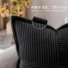 MIULEE Orange Fall Corduroy Decorative Euro Sham Pillow Covers 24×24 Inch with Splicing Set of 2 Soft Boho Pillow Covers Broadside Textured Summer Pillowcases for Couch Bed Livingroom(Black)