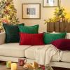 MIULEE Orange Fall Corduroy Decorative Euro Sham Pillow Covers 24×24 Inch with Splicing Set of 2 Soft Boho Pillow Covers Broadside Textured Summer Pillowcases for Couch Bed Livingroom(Dark Green)