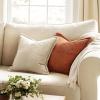 MIULEE Orange Fall Corduroy Decorative Euro Sham Pillow Covers 24×24 Inch with Splicing Set of 2 Soft Boho Pillow Covers Broadside Textured Summer Pillowcases for Couch Bed Livingroom(Dark Rust)