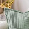 MIULEE Orange Fall Corduroy Decorative Euro Sham Pillow Covers 24×24 Inch with Splicing Set of 2 Soft Boho Pillow Covers Broadside Textured Summer Pillowcases for Couch Bed Livingroom(Greyish Green)