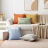 MIULEE Orange Fall Corduroy Decorative Euro Sham Pillow Covers 24×24 Inch with Splicing Set of 2 Soft Boho Pillow Covers Broadside Textured Summer Pillowcases for Couch Bed Livingroom(Lightblue)