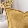 MIULEE Orange Fall Corduroy Decorative Euro Sham Pillow Covers 24×24 Inch with Splicing Set of 2 Soft Boho Pillow Covers Broadside Textured Summer Pillowcases for Couch Bed Livingroom(Gold)