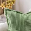 MIULEE Orange Fall Corduroy Decorative Euro Sham Pillow Covers 24×24 Inch with Splicing Set of 2 Soft Boho Pillow Covers Broadside Textured Summer Pillowcases for Couch Bed Livingroom(Sage Green)