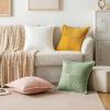 MIULEE Orange Fall Corduroy Decorative Euro Sham Pillow Covers 24×24 Inch with Splicing Set of 2 Soft Boho Pillow Covers Broadside Textured Summer Pillowcases for Couch Bed Livingroom(Sage Green)