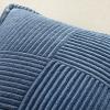 MIULEE Orange Fall Corduroy Decorative Euro Sham Pillow Covers 24×24 Inch with Splicing Set of 2 Soft Boho Pillow Covers Broadside Textured Summer Pillowcases for Couch Bed Livingroom(Blue)