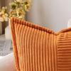 MIULEE Orange Fall Corduroy Decorative Euro Sham Pillow Covers 24×24 Inch with Splicing Set of 2 Soft Boho Pillow Covers Broadside Textured Summer Pillowcases for Couch Bed Livingroom(Burnt Orange)