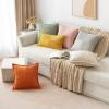 MIULEE Orange Fall Corduroy Decorative Euro Sham Pillow Covers 24×24 Inch with Splicing Set of 2 Soft Boho Pillow Covers Broadside Textured Summer Pillowcases for Couch Bed Livingroom(Mustard Yellow)