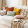 MIULEE Orange Fall Corduroy Decorative Euro Sham Pillow Covers 24×24 Inch with Splicing Set of 2 Soft Boho Pillow Covers Broadside Textured Summer Pillowcases for Couch Bed Livingroom(Rust)