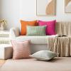 MIULEE Orange Fall Corduroy Decorative Euro Sham Pillow Covers 24×24 Inch with Splicing Set of 2 Soft Boho Pillow Covers Broadside Textured Summer Pillowcases for Couch Bed Livingroom(Hot Pink)