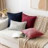 MIULEE Orange Fall Corduroy Decorative Euro Sham Pillow Covers 24×24 Inch with Splicing Set of 2 Soft Boho Pillow Covers Broadside Textured Summer Pillowcases for Couch Bed Livingroom(Cranberry Red)