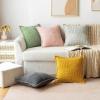 MIULEE Orange Fall Corduroy Decorative Euro Sham Pillow Covers 24×24 Inch with Splicing Set of 2 Soft Boho Pillow Covers Broadside Textured Summer Pillowcases for Couch Bed Livingroom(Sage Green)