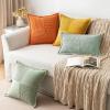 MIULEE Orange Fall Corduroy Decorative Euro Sham Pillow Covers 24×24 Inch with Splicing Set of 2 Soft Boho Pillow Covers Broadside Textured Summer Pillowcases for Couch Bed Livingroom(Greyish Green)